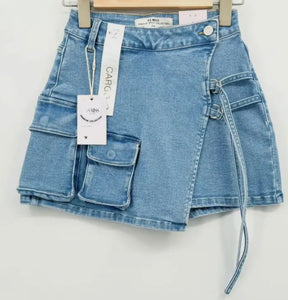 Denim Cargo Skort